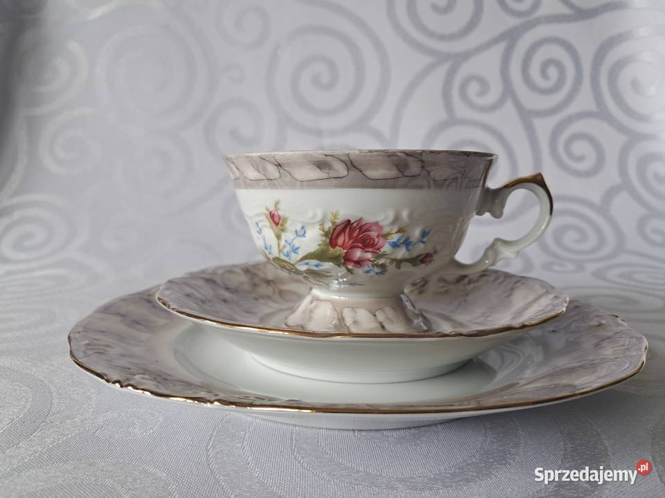 Filiżanka z kompletem trio Wawel porcelana PRL Strzelce Krajeńskie