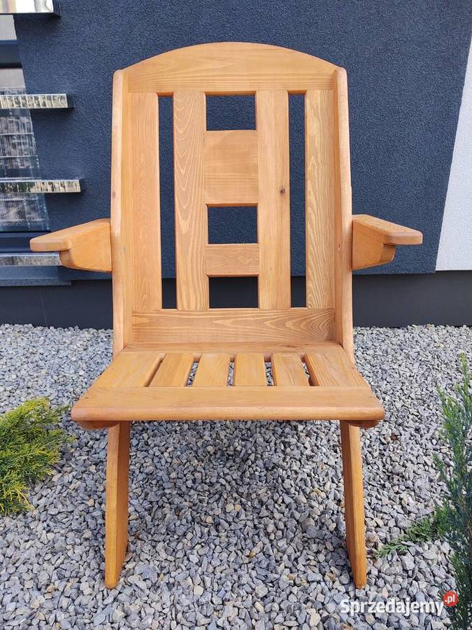 Krzesło ogrodowe drewniane składane tarasowe X drewno śląskie Kalety