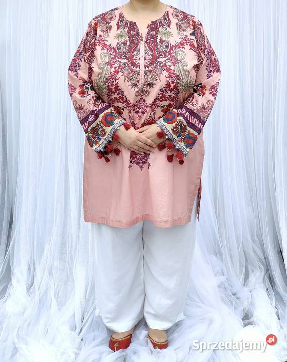 Lużna tunika XXL 44 3XL 46 różowa bawełna kameez zachodniopomorskie Szczecin