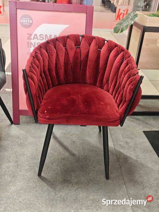 Fotel welurowy pleciony do kawiarni i Góra