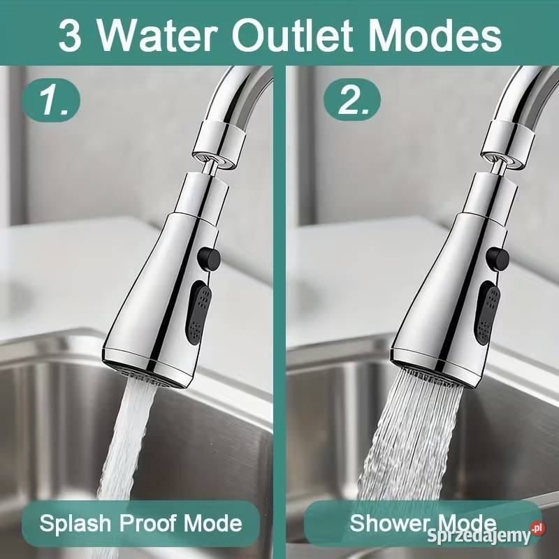 Przedłużka Kranu 3 Tryby Obrotowa Adapter