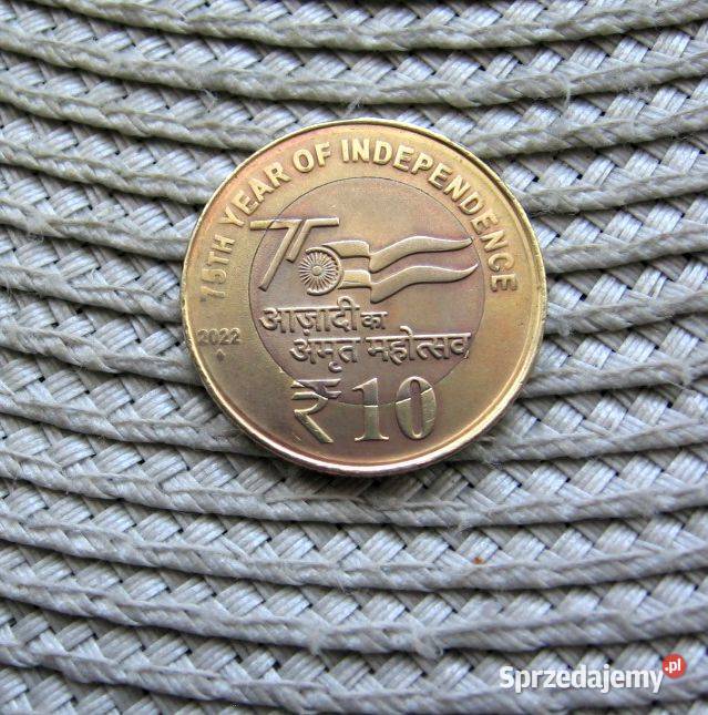 Indie 10 Rupii 2022r 75 Lat Niepodległości Numizmatyka wielkopolskie Kalisz sprzedam
