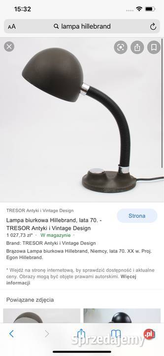 Lampa 1976r Egon Hillebrand model 7404131 dolnośląskie Bystrzyca Kłodzka sprzedam