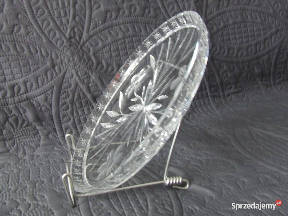 Kryształowa patera z podstawką Misa duża Misa dolnośląskie Oborniki Śląskie