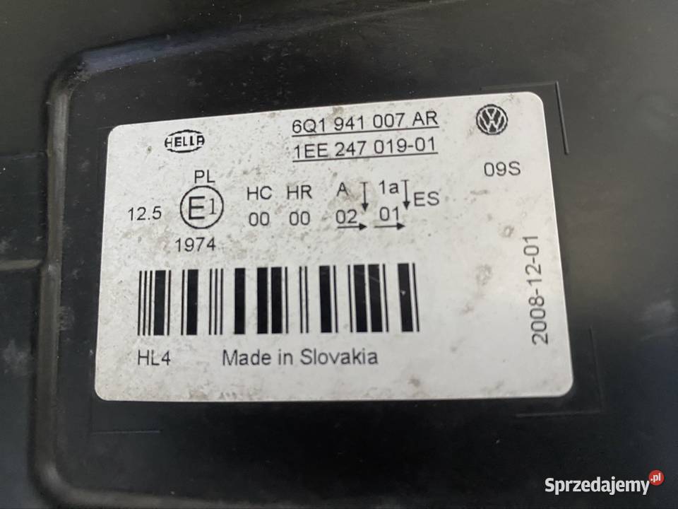 Lamp reflektor lewy przód VW Polo IV Lift Jasienica