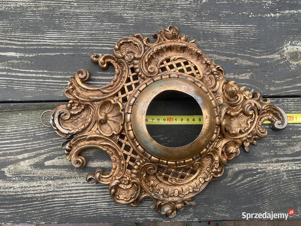 Obudowa zegara lustra kinkietu mosiężna duża Antyki Zielonka