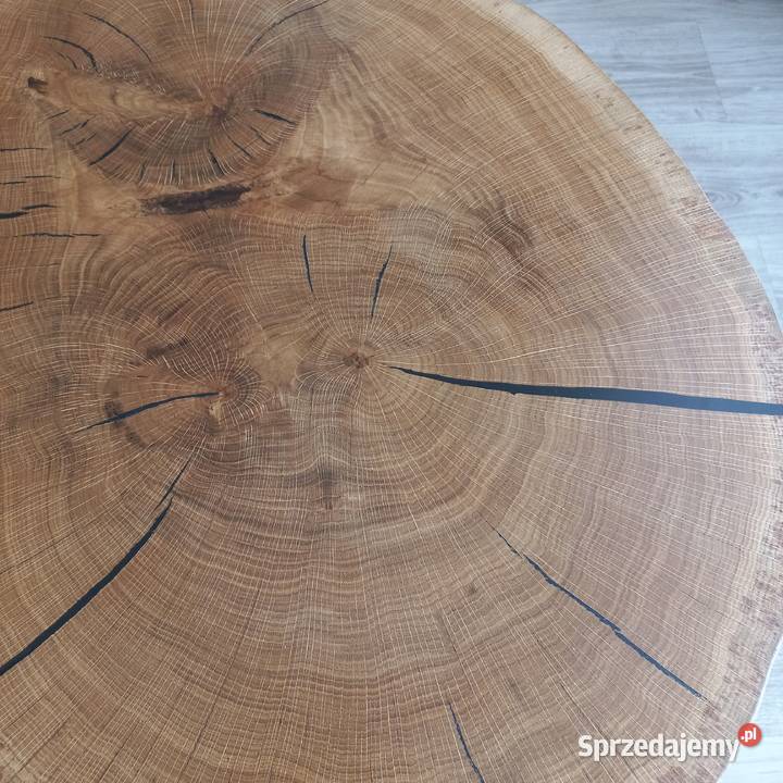 Stolik kawowy z litego drewna dębowego i żywicy Starcza sprzedam