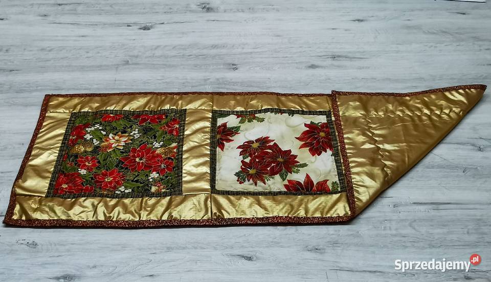 Sw23 Zloty Bieżnik świąteczny Patchwork mazowieckie