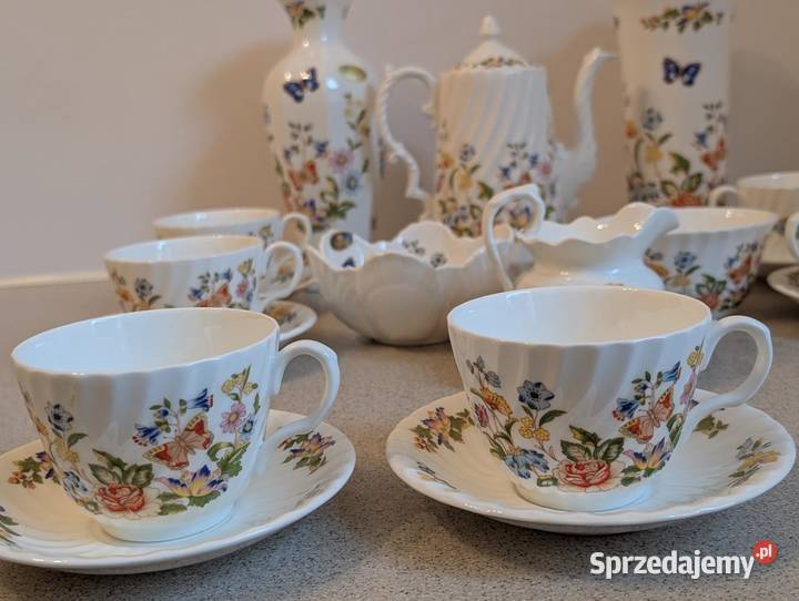 ZESTAW KAWAHERBATA Porcelana Aynsley Garden 21 Piła
