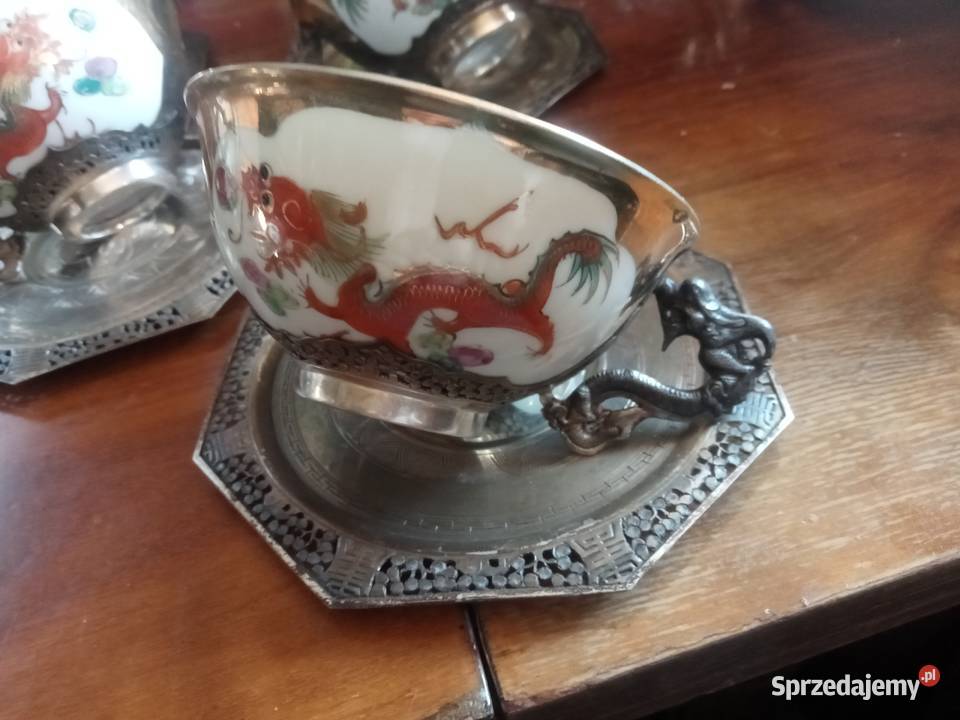 Komplet 6 Filiżanek kawa herbata Srebro Ag 450g Grójec