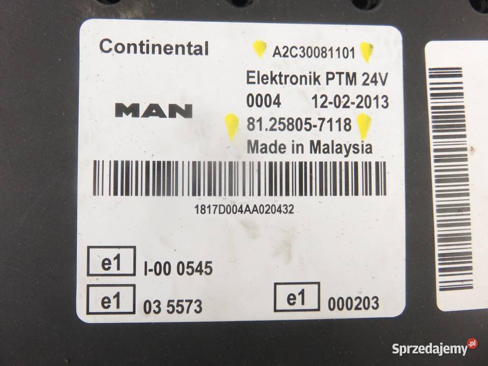 MODUŁ PTM MAN TGX I 18480 D 2676 LF 25 osobowe