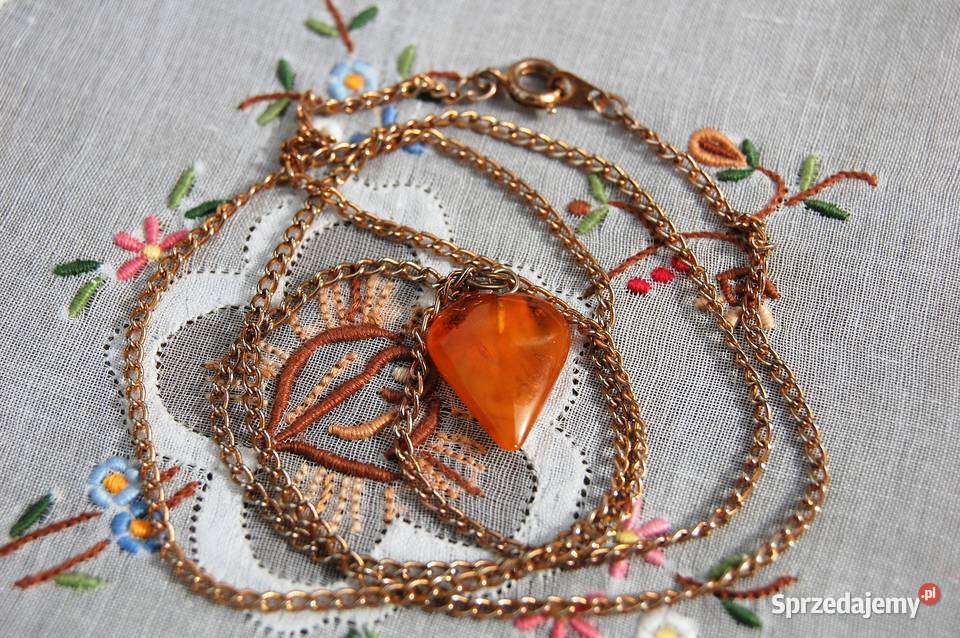 Serce z bursztynu bursztyn przedwojenny wisiorek Biżuteria dla Pań sprzedam