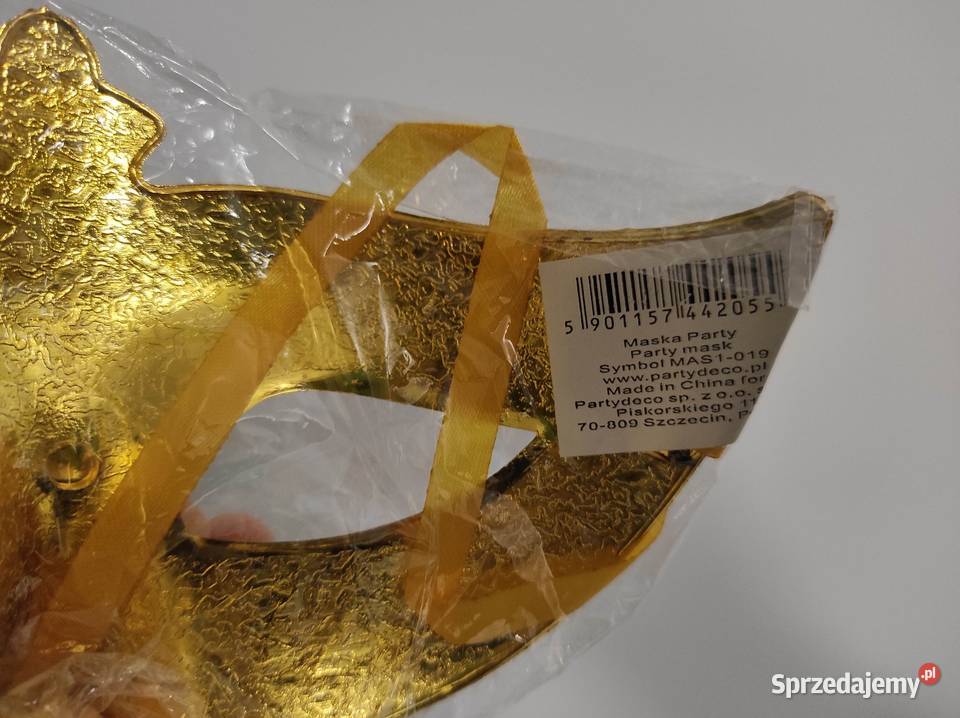 Złota maska karnawałowa nowa Płock