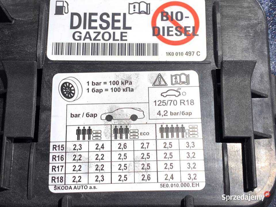 KLAPKA WLEWU PALIWA SKODA OCTAVIA III Kombi