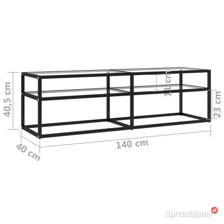 Szafka pod TV bezbarwna 140x40x405 szkło Warszawa