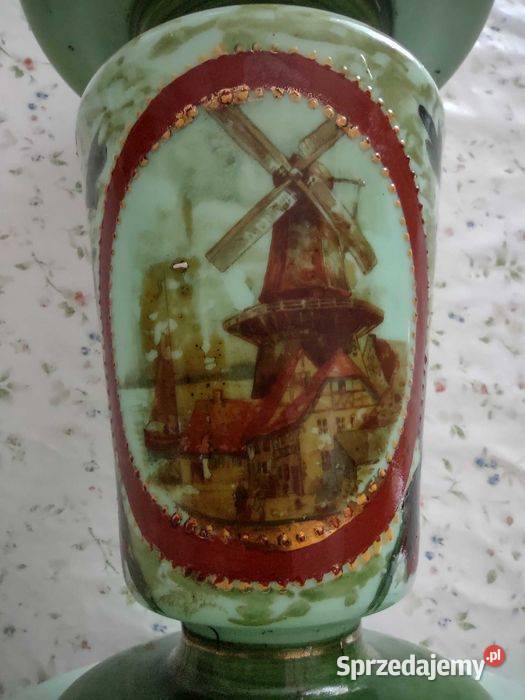 Antyk lampa naftowa LB ręcznie malowana Belgia