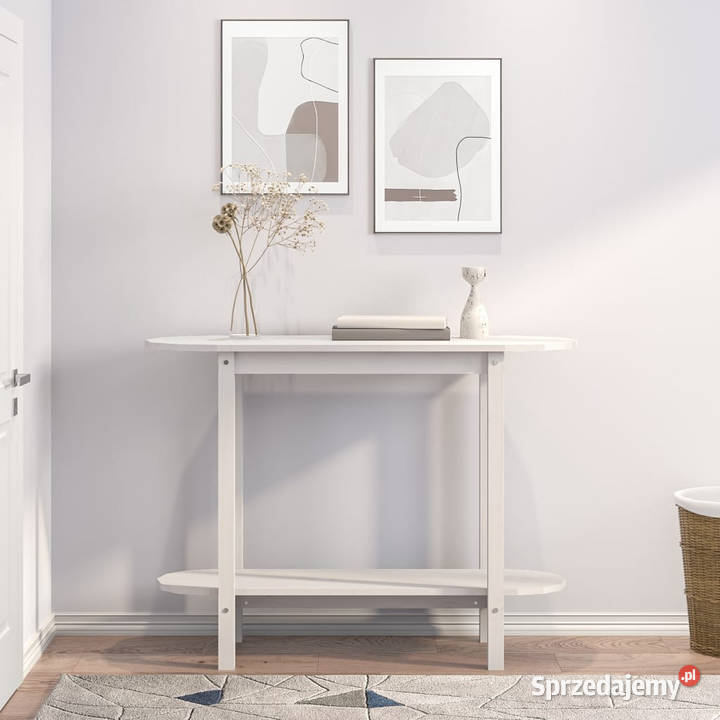 Stolik konsolowy biały 110x40x80 lite drewno Warszawa