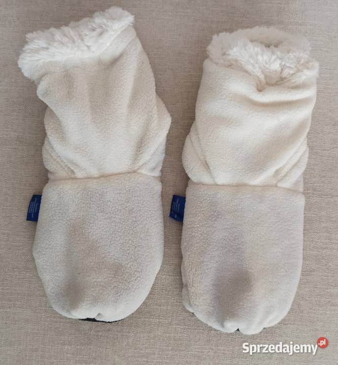 Białe ciapy ocieplane skarpety futerko polar
