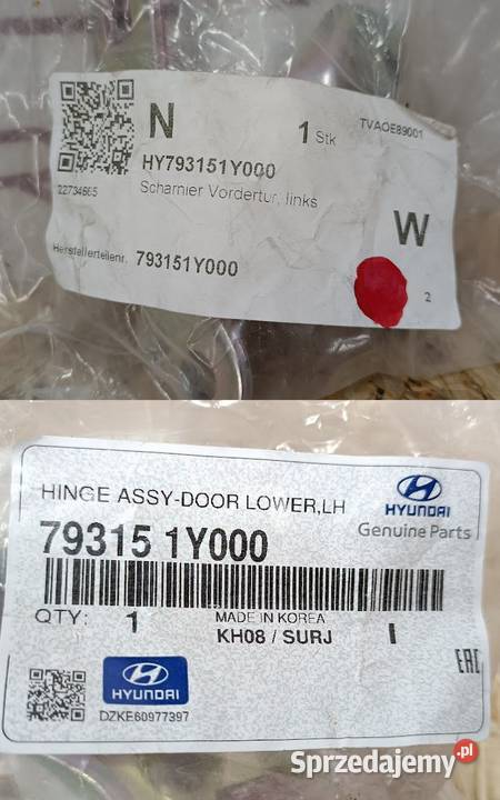 HYUNDAI KIA ZAWIAS DRZWI LEWY PRZÓD DOLNY Pleszew