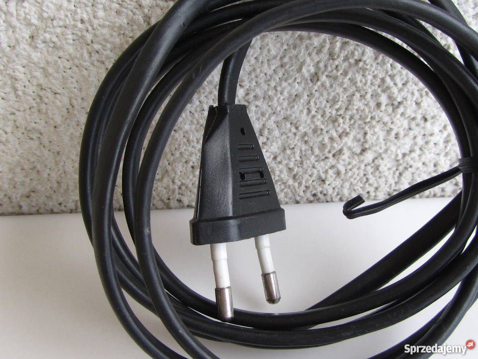 Kabel czarny wtyczka płaska dwużyłowy płaski Olecko