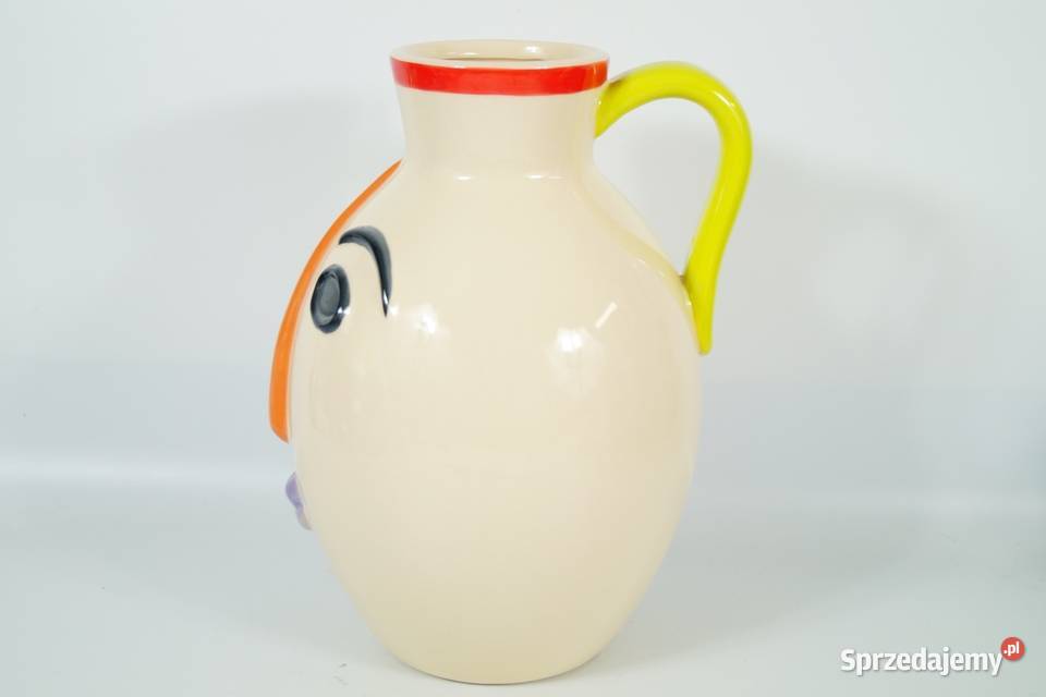 Porcelanowy wazon Vallauris 1960 twarz Gizałki