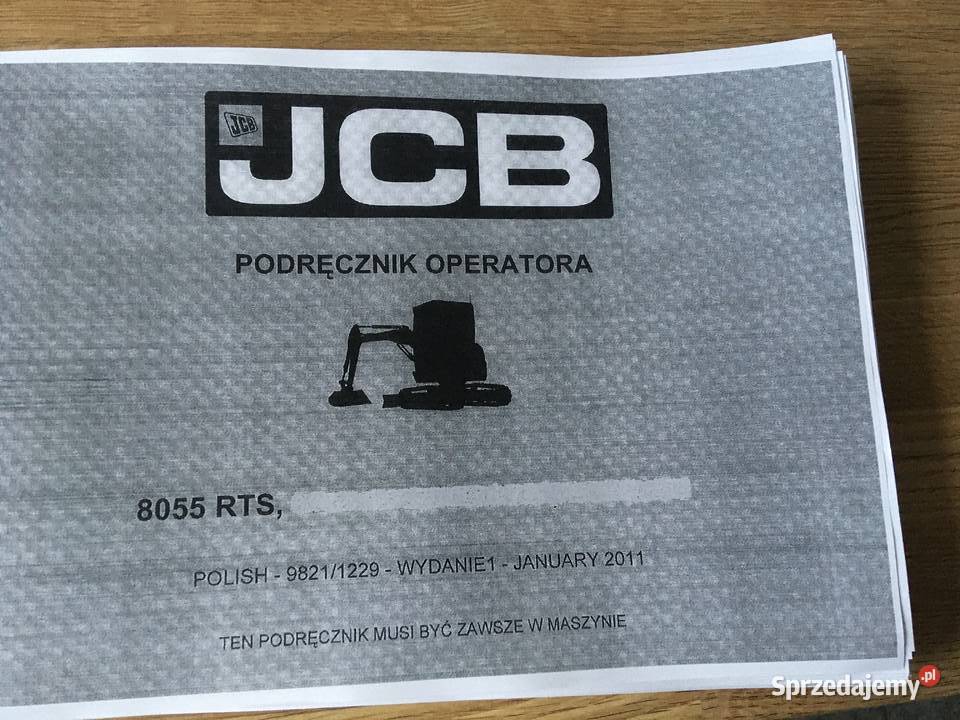 dtr instrukcja obsługi koparka jcb 8055 rts i Rok wydania 2008 Szczecin