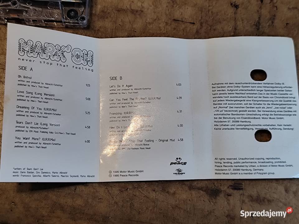 kaseta MarkOh Never Stop That Feeling zachodniopomorskie sprzedam