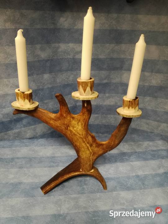 Świecznik wykonany z poroża Stargard