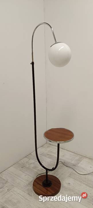 lampa podłogowa art deco modernizm chrom lata łódzkie