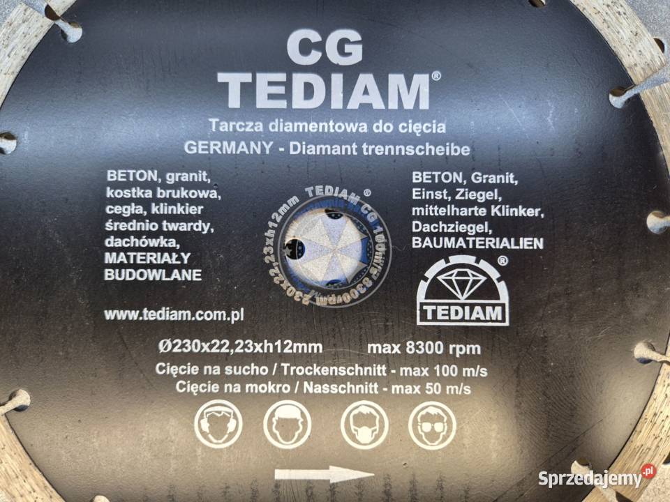 Tarcza diamentowa 230mm h12mm 100ms CG tarcza do