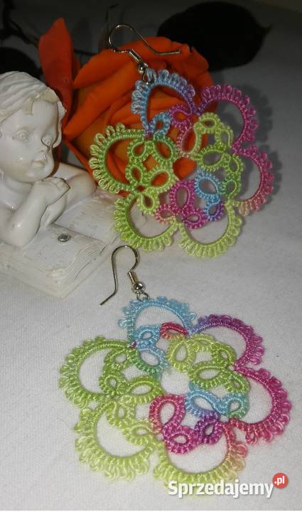 Kolczyki frywolitkowe Wiśniowa