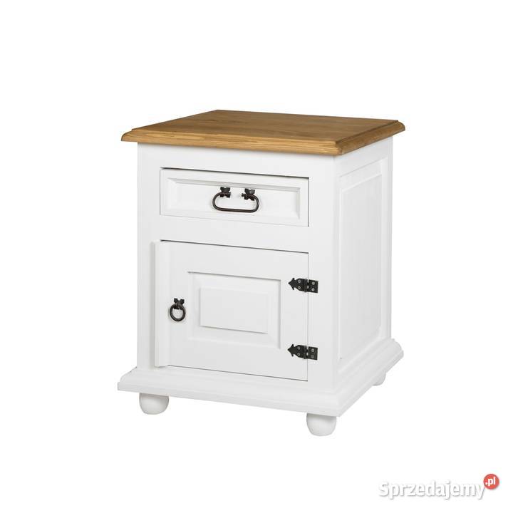 Drewniana szafka nocna biała retro COM15 małopolskie Maków Podhalański