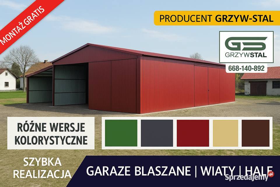 RAL GARAŻ BLASZANYMontażZadaszenieHalaWiata 72m2 Sprzedaż lubelskie sprzedam