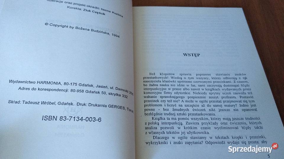 Poradnik interpunkcyjny Bożena Budzińska język polski sprzedam