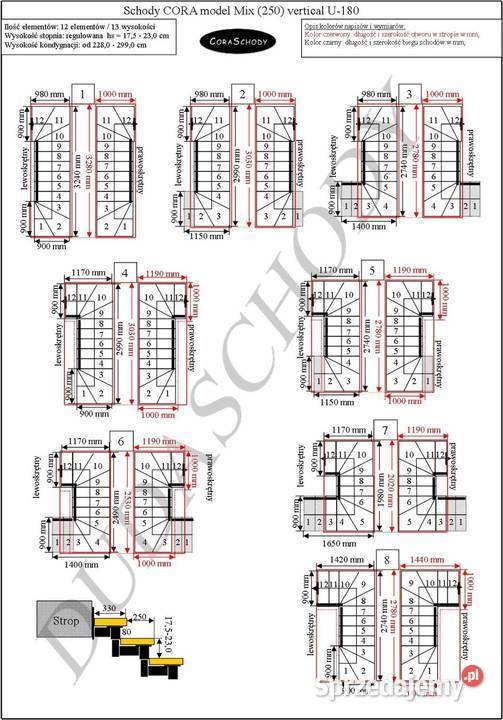 Schody metalowe CORA model Mix 250 vertical U180 Kościan