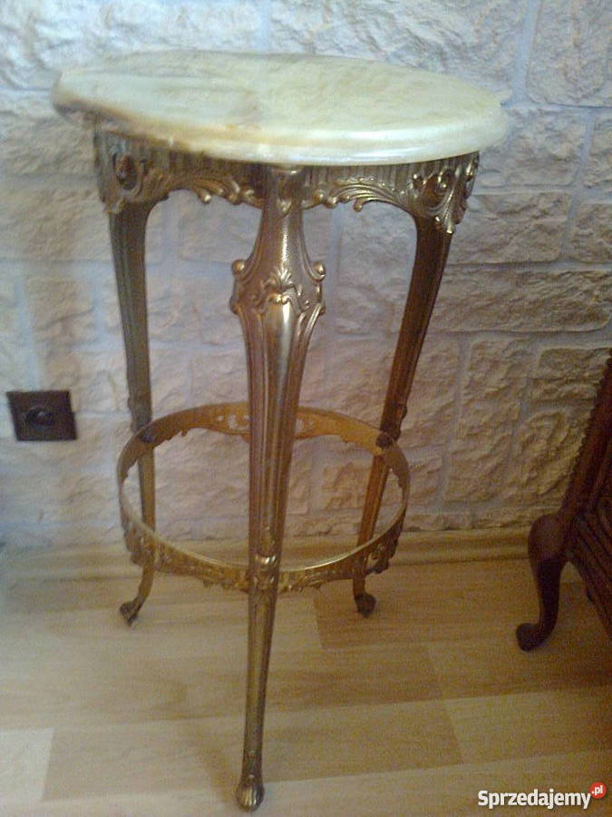 Stolik kwietnik z mosiądzu i onyxu Poznań