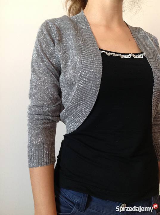 Bolerko srebrne z dzianiny Rozpinane  Częstochowa