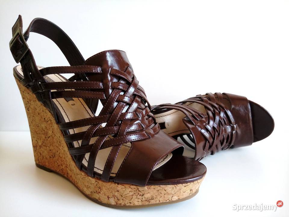 6361 NINE WEST plecione korek koturn 41 Sandały i klapki