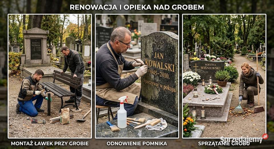Malowanie liter napisów odnowienie Cmentarz Wrocław