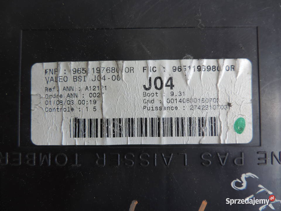 MODUŁ BSI PEUGEOT 307 J04 9651197680 OR osobowe Nowy Sącz sprzedam