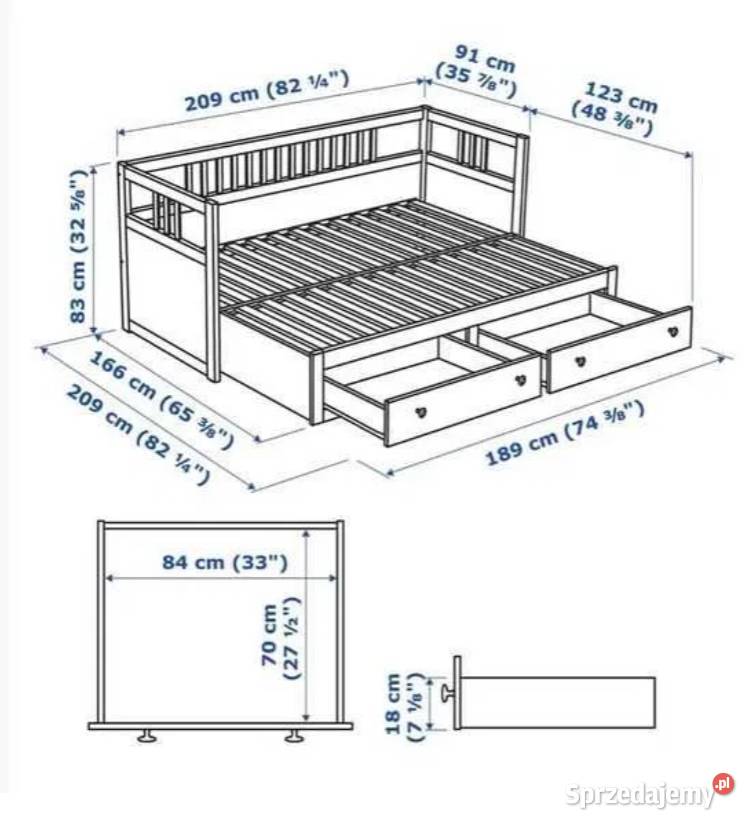 IKEA HEMNES Lite drzewo Łóżko Leżanka z 2 Meble śląskie Rybnik sprzedam