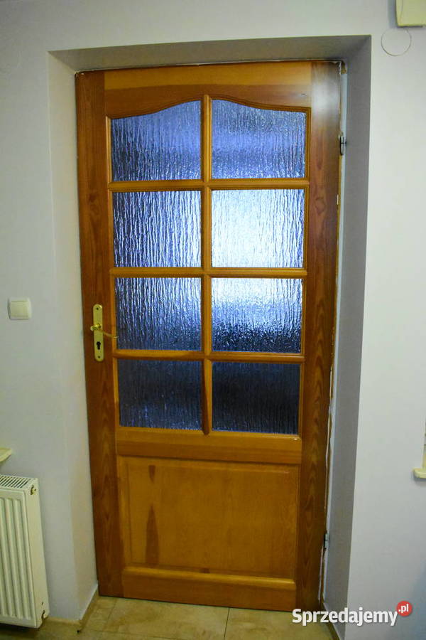 Duże drzwi wewnętrzne drewniane szkło 98 x 220 odcienie brązowego Płock