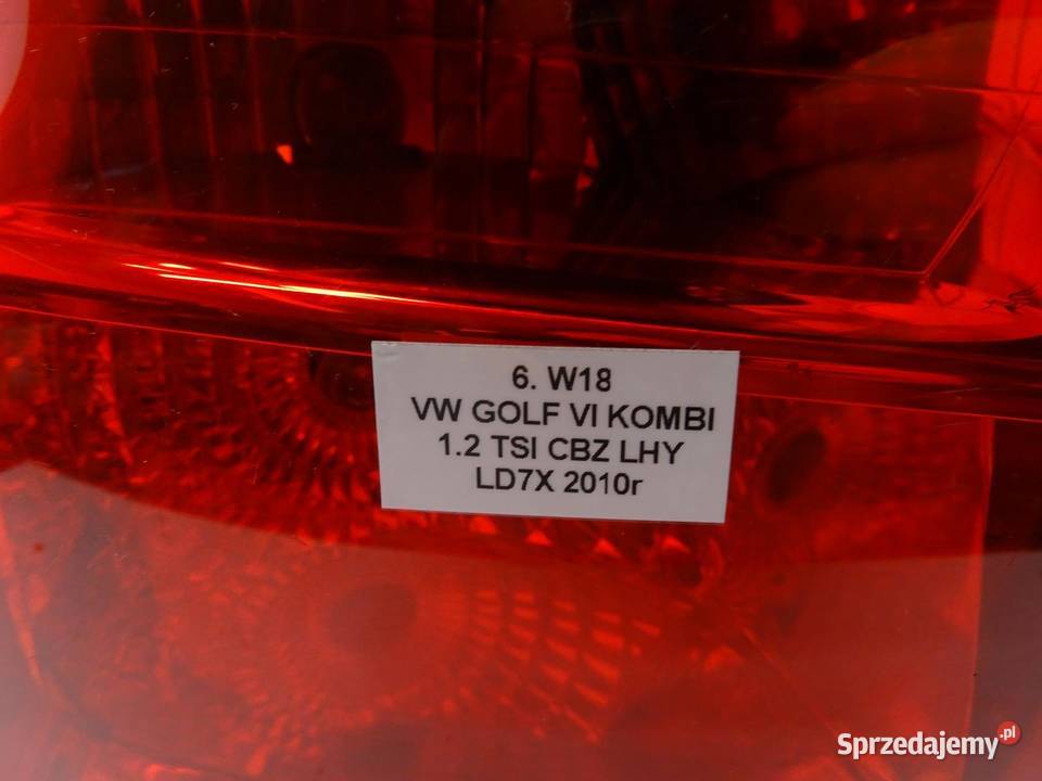 LAMPA LEWA LEWY TYŁ TYLNA W BŁOTNIK VW GOLF VI