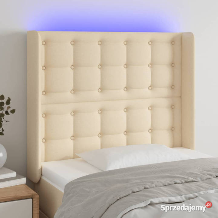 Zagłówek do łóżka z LED kremowy 93x16x118128 sprzedam