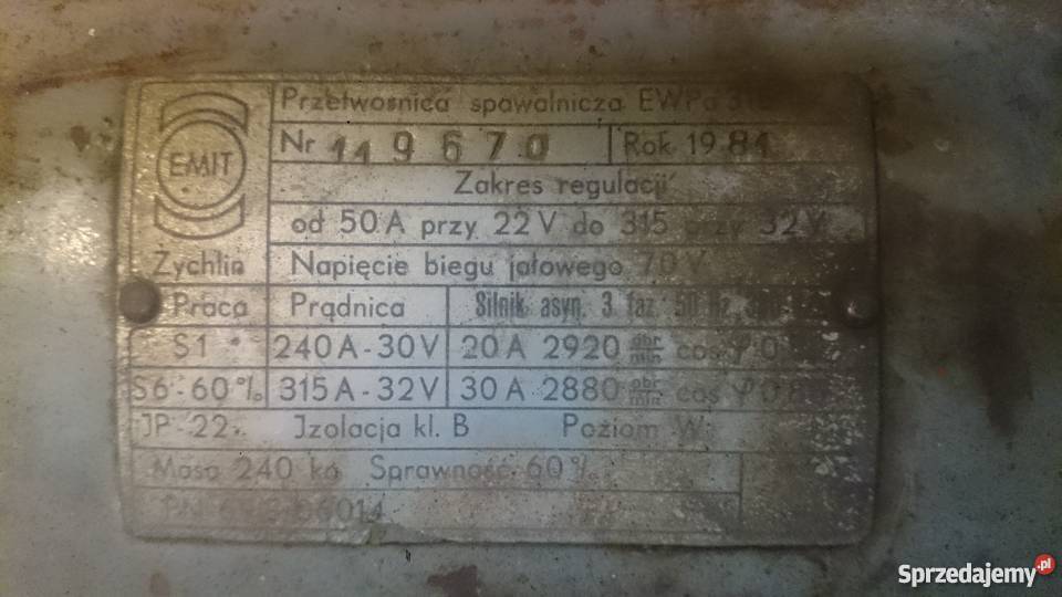 Spawarka wirowa przetwornica spawalnicza EWP 316 Pantalowice