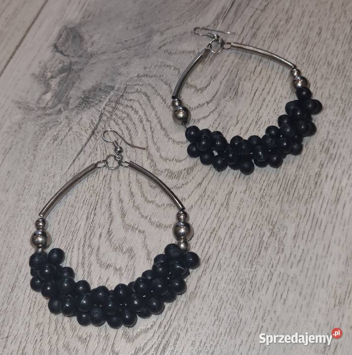 Kolczyki damskie koła koraliki posrebrzane Łódź