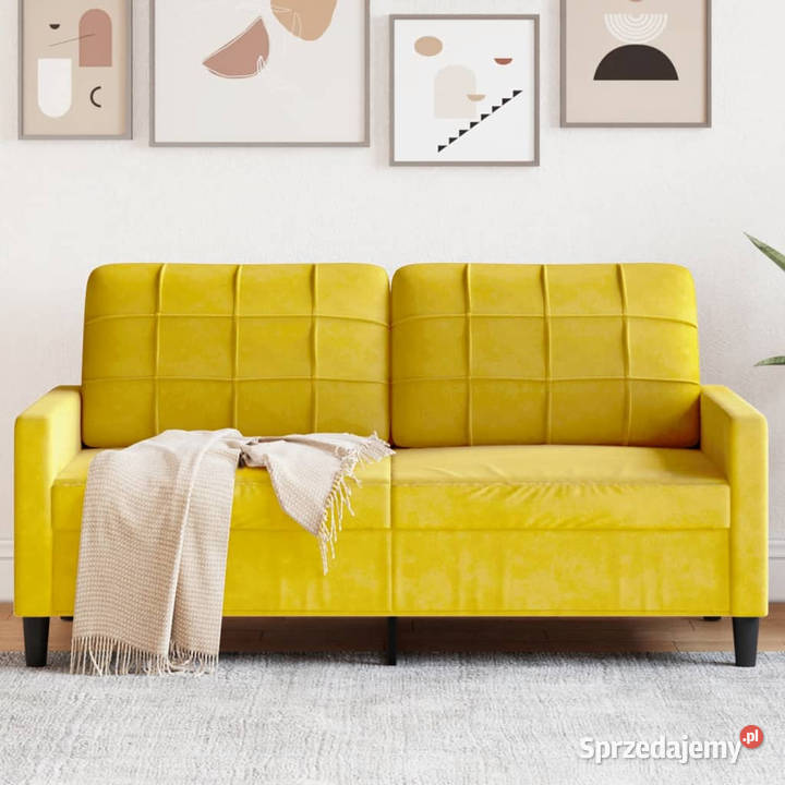 Sofa 2osobowa żółta 140 tapicerowana aksamitem Warszawa