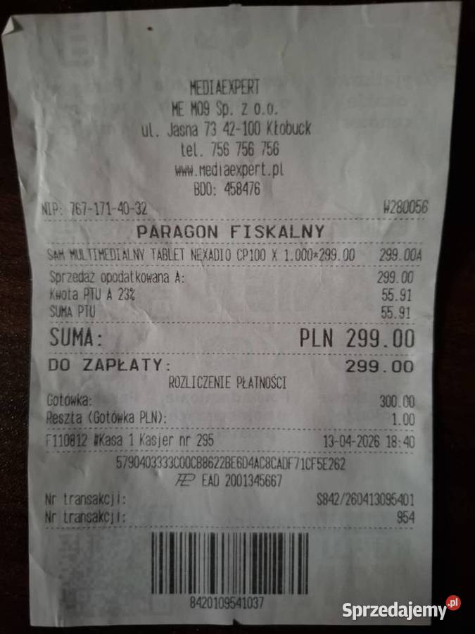 Tablet multimedialny Nexadio CP100 Nawigacja Kłobuck sprzedam