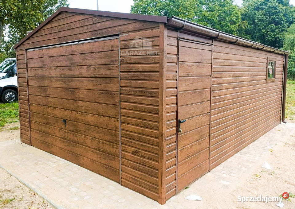 GARAŻ BLASZANY 4M X 6M DREWNOPODOBNY BRAMA Wisła