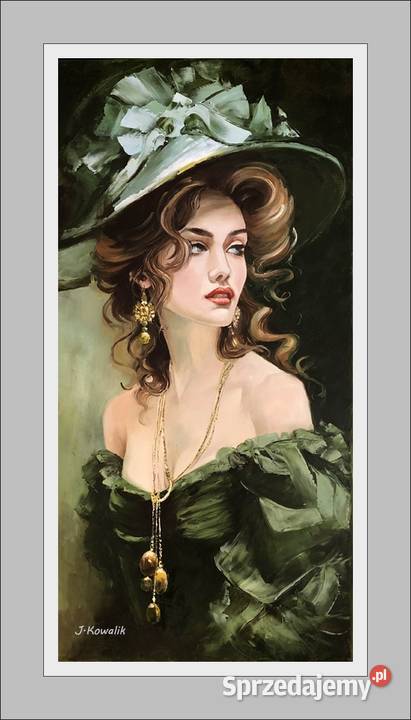 Kowalik Dziewczyna w zieleni 120x60 Obraz Olejny mazowieckie Warszawa